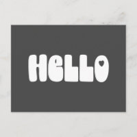 Bonjour lettre bulleuse rétro noire Cœur Groovy