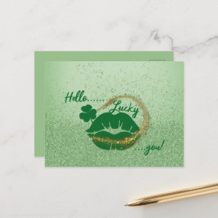 Carte Postale Bonjour Lucky you ! St. Patrick's Day Lèvres verte
