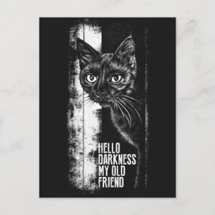 Carte Postale Bonjour obscurité mon vieil ami Black Cat Sketch