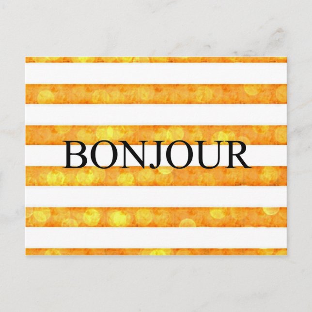 Carte Postale Bonjour Orange Stripe Bokeh (Devant)