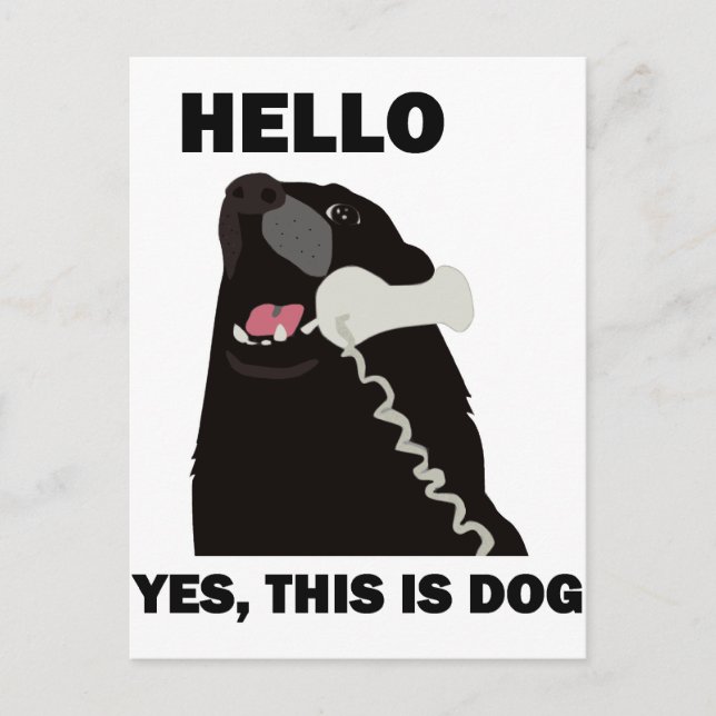 Carte Postale BONJOUR OUI C'EST LE CHIEN téléphone (Devant)