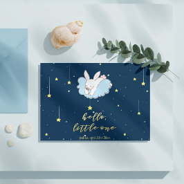 Carte Postale Bonjour Petit Un ! Mignonne lapin sur un nuage - N