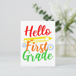 Carte Postale Bonjour première année 1ère année Retour à l'école