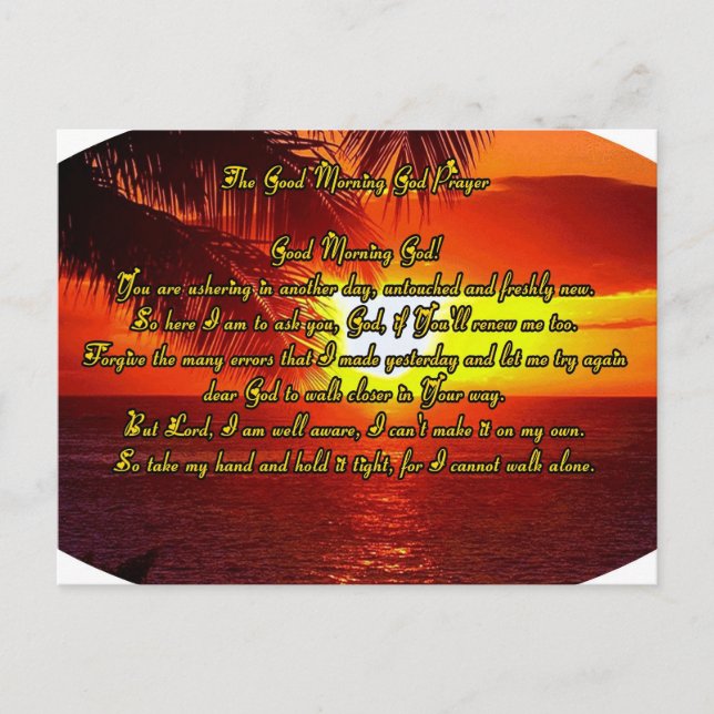 Carte Postale Bonjour, prière de Dieu (Devant)