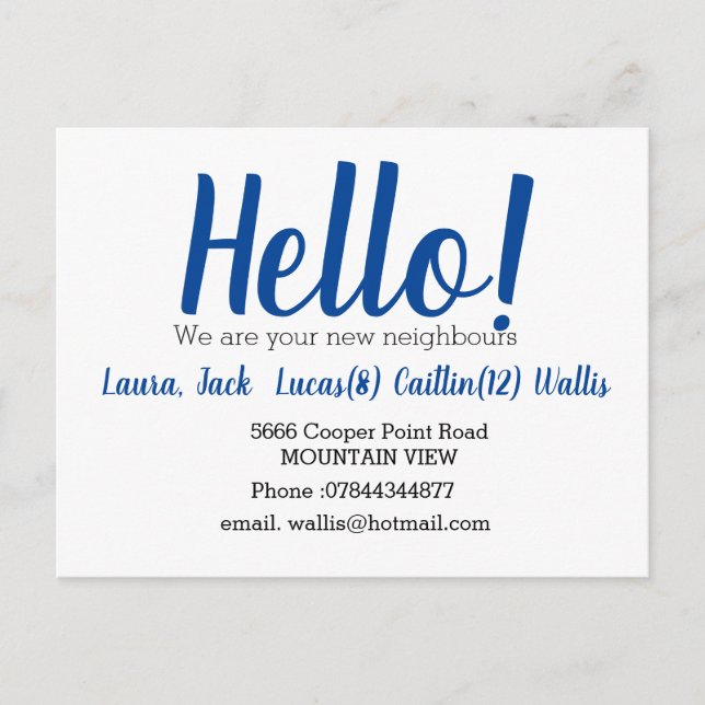 Carte Postale Bonjour rencontrer les voisins (Devant)