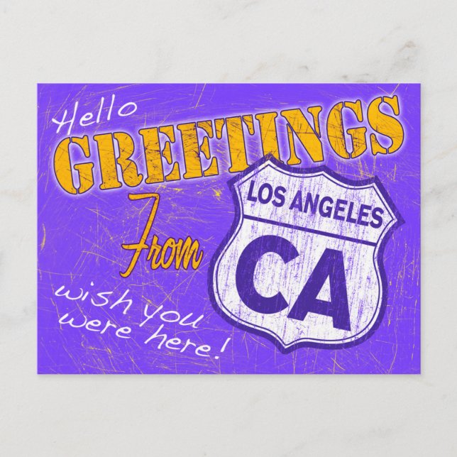 Carte Postale "Bonjour, salutations de Los Angeles, Californie" (Devant)