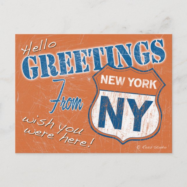 Carte Postale "Bonjour, salutations de New York", NYC Retro (Devant)