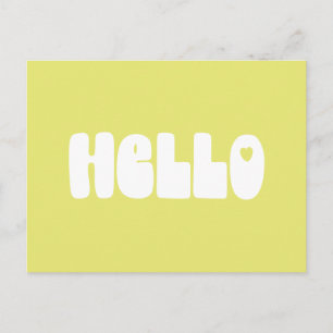 Carte Postale Bonjour Simple Retro Typographie Salutation en Jau