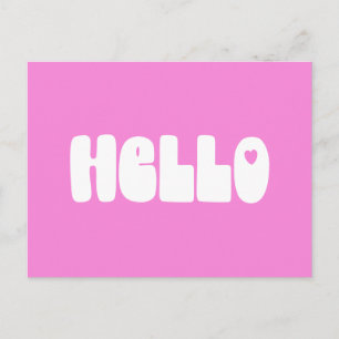 Carte Postale Bonjour Simple Retro Typographie Salutation en ros