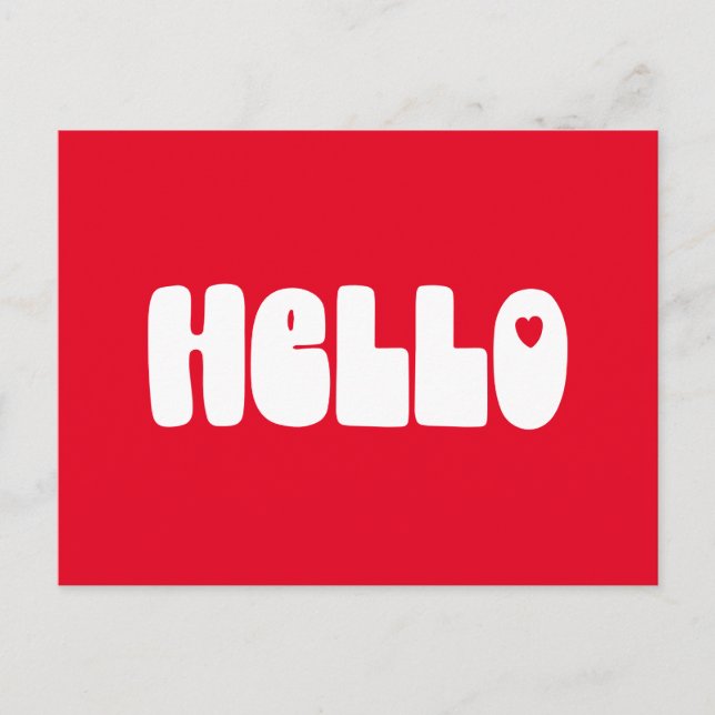 Carte Postale Bonjour Simple Retro Typographie Salutation en rou (Devant)