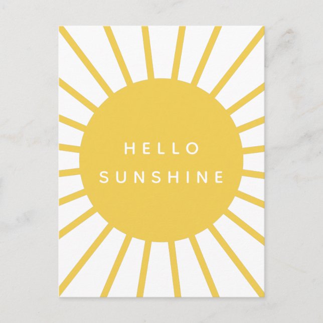 Carte Postale Bonjour Sunshine | Sun Modern Scandi Mustard Jaune (Devant)