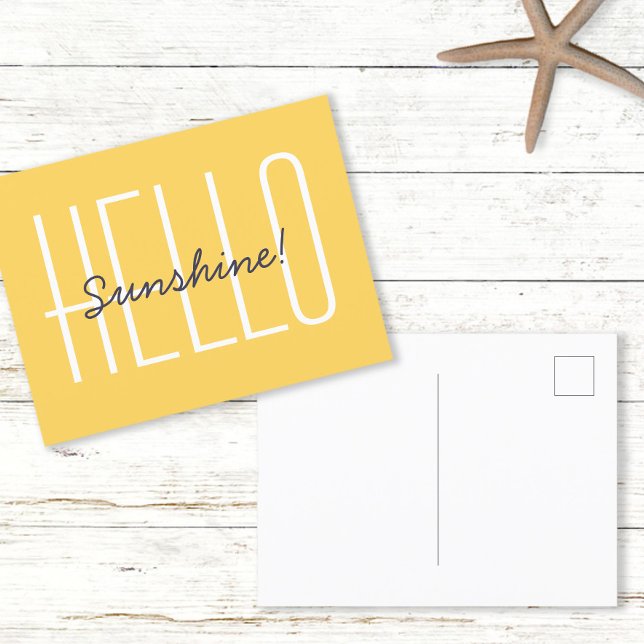 Carte Postale Bonjour Sunshine Yellow Typography Citation (Hello Sunshine Yellow Typography Quote Postcard)