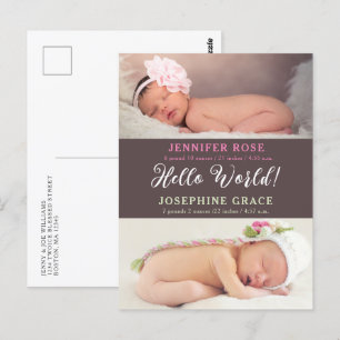 Carte Postale Bonjour tout le monde ! Faire-part de naissance Tw
