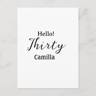 Carte Postale Bonjour trente anniversaire nom simple minimal élé