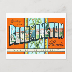 Carte Postale Bonjour vintage de Bloomington, Illinois,