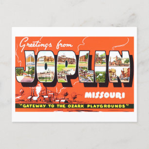Carte Postale Bonjour vintage de Joplin, Missouri,