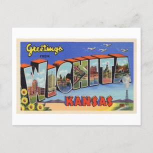 Carte Postale Bonjour vintage de Wichita, Kansas