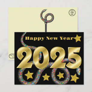 Carte Postale Bonne année 2025 du serpent