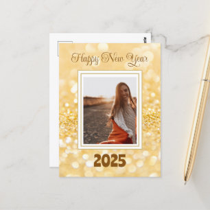 Carte Postale Bonne année 2025 Élégante Parties scintillant d'or