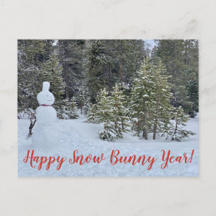 Carte Postale Bonne année de lapin de neige !