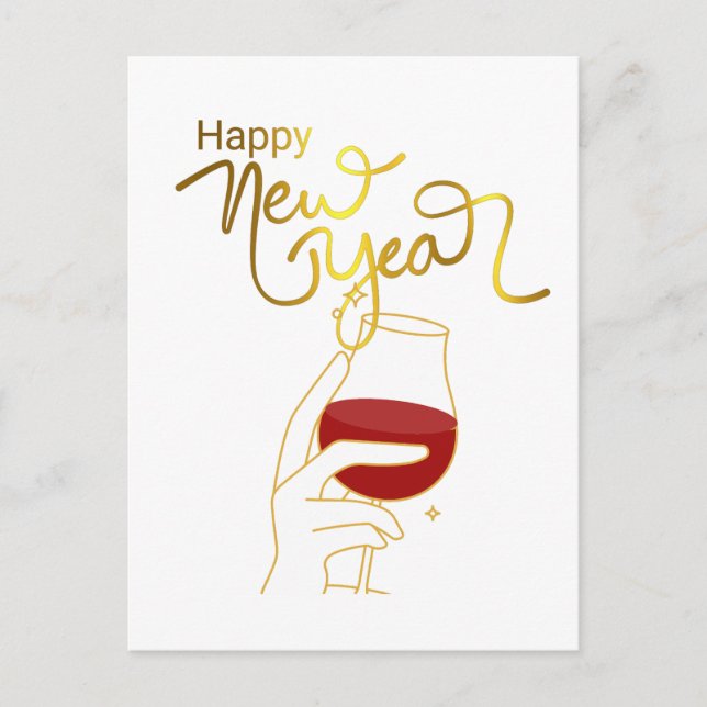 Carte Postale Bonne Année En Or (Devant)