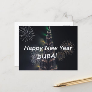 Carte Postale Bonne année Feu d'artifice Dubaï Fête