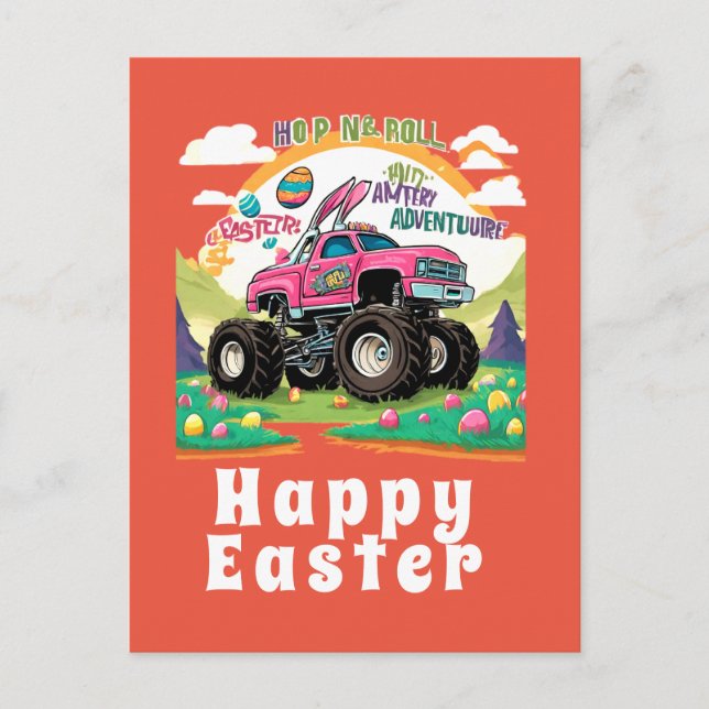 Carte Postale Bonne aventure de camion Monster de Pâques (Devant)
