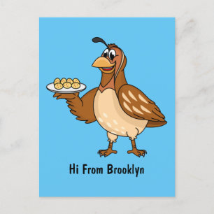 Carte Postale Bonne caille avec dessin animé d'oeufs