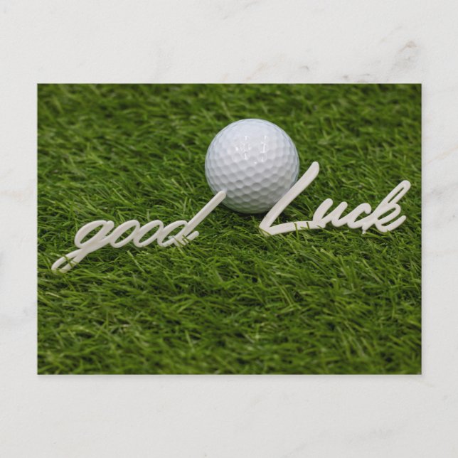 Carte Postale Bonne chance au golf balle de golf sur l'herbe ver (Devant)