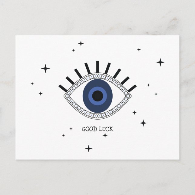 Carte Postale Bonne chance bleu oeil talisman grec tradition (Devant)