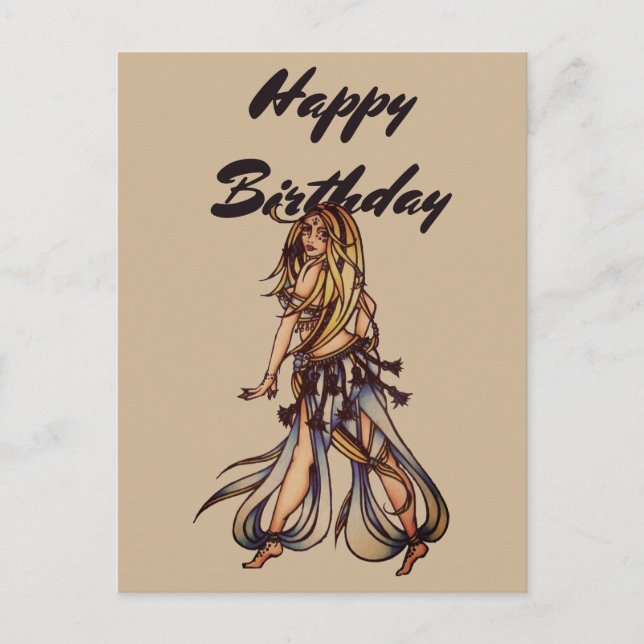 Carte Postale Bonne danseuse du ventre d'anniversaire (Devant)