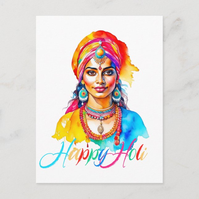 Carte Postale Bonne femme Holi (Devant)