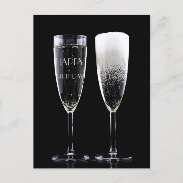 Carte Postale Bonne fête d'anniversaire Cheers Champagne Flûte d (Devant)
