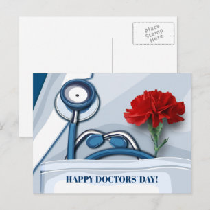Carte Postale Bonne fête des médecins. Carnation rouge