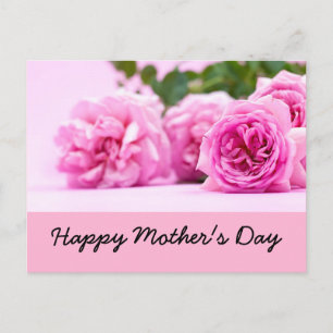 Carte Postale Bonne fête des mères avec des roses roses