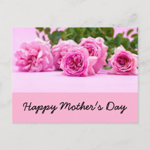 Carte Postale Bonne fête des mères avec des roses roses