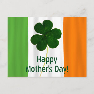 Carte Postale Bonne fête des mères Irlande Shamrock du drapeau i