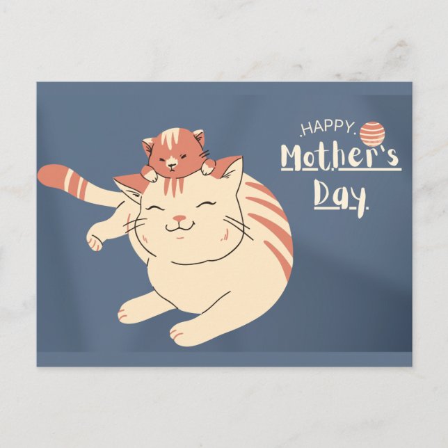 Carte Postale Bonne fête des mères mignonne chat et chaton (Devant)