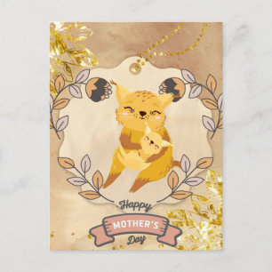 Carte Postale Bonne fête des mères mignonne chat et chaton amusa