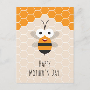 Carte Postale Bonne fête des mères mignonne Miel Bee Honeycomb