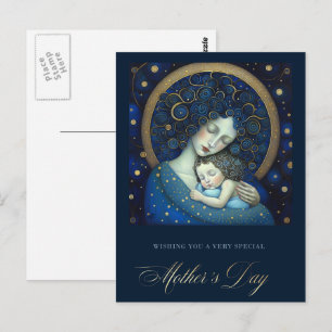Carte Postale Bonne fête des mères Peinture de la mère et de la