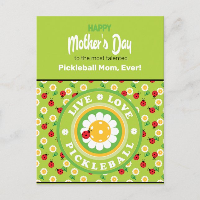 Carte Postale Bonne fête des mères pour Pickleball Maman, mignon (Devant)
