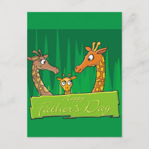 Carte Postale Bonne Fête des pères famille Giraffe