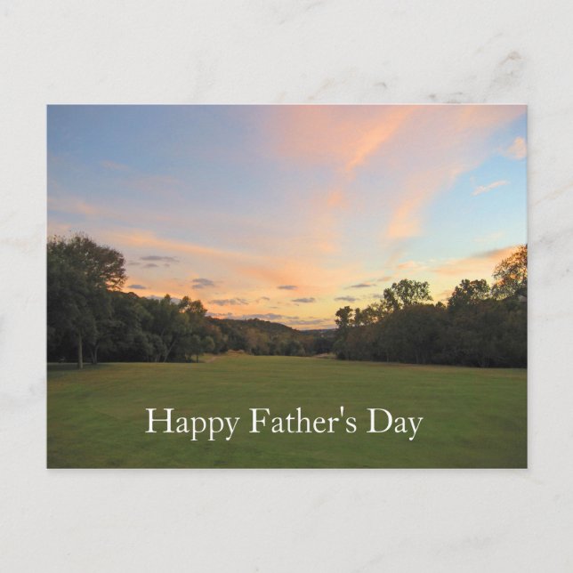 Carte Postale Bonne Fête des pères Golf Parcours Sunset Papa (Devant)