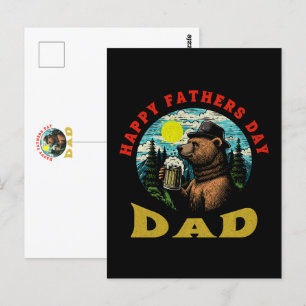 Carte Postale Bonne Fête des pères Papa Beer Mug Outdoorsman Bea