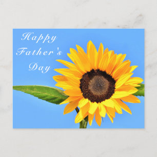 Carte Postale Bonne Fête des pères Tournesol Jaune sur Ciel Bleu