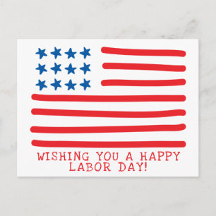 Carte Postale Bonne fête du travail   Drapeau américain tiré à l