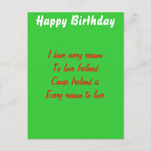 Carte Postale Bonne fête en Irlande (Devant)