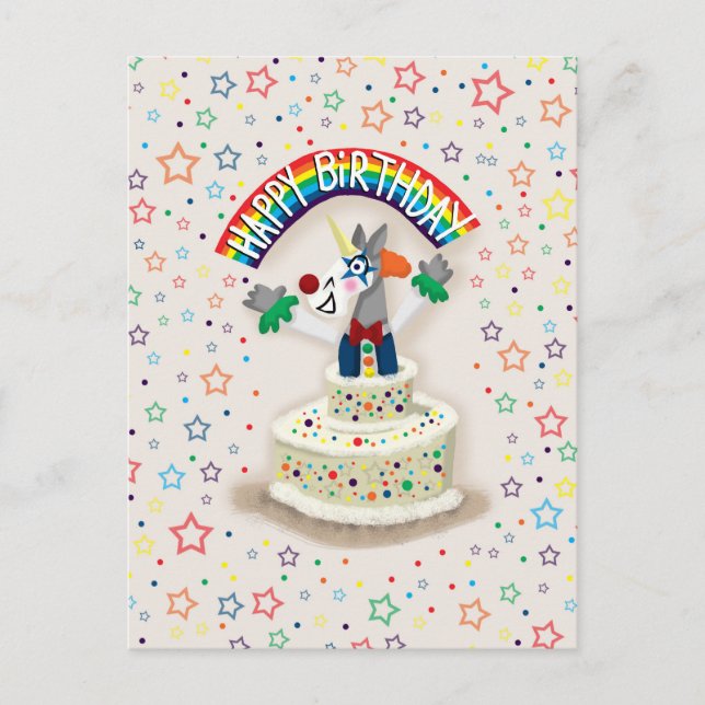 Carte Postale Bonne licorne d'anniversaire (Devant)