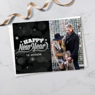 Carte Postale Bonne nouvelle année de typographie   Photo   Blac